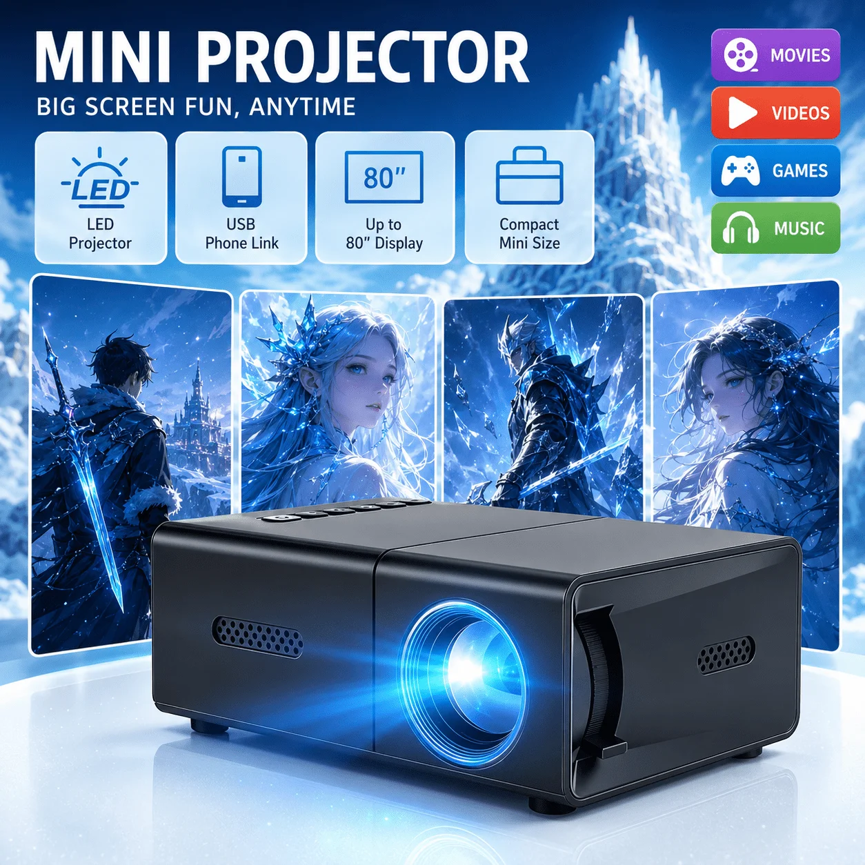 Mini portable projector, compa - огляд і ціна Android Tablet Gaming Accessories
